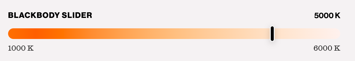 Screenshot of the Enody configuration tool displaying the appearance preset blackbody slider