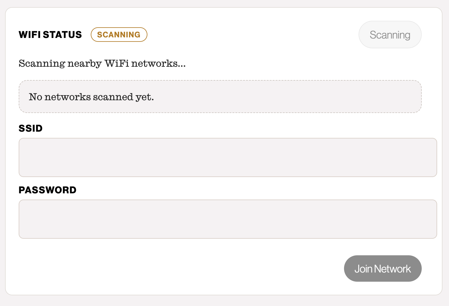 Screenshot of the Enody configuration tool displaying an in progress network scan