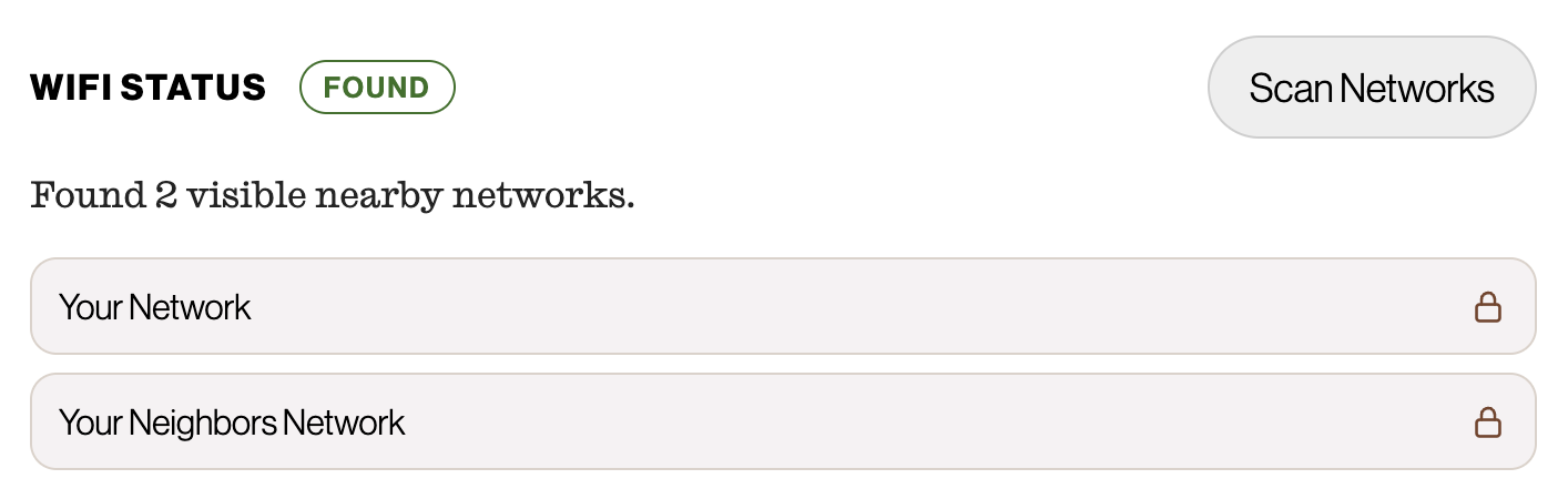 Screenshot of the Enody configuration tool displaying network scan results